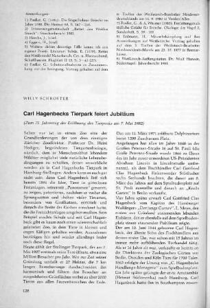 Carl Hagenbecks Tierpark feiert Jubiläum