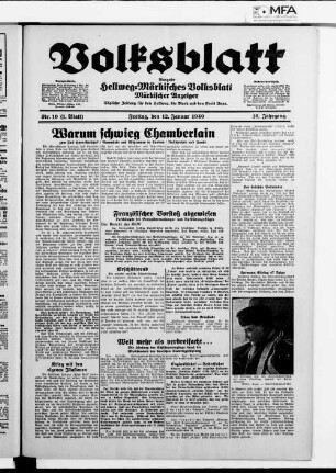 Volksblatt : märkischer Anzeiger : tägliche Zeitung für den Hellweg, die Mark und den Kreis Unna ; [...] ; Ausgabe Hellweg-Märkisches Volksblatt