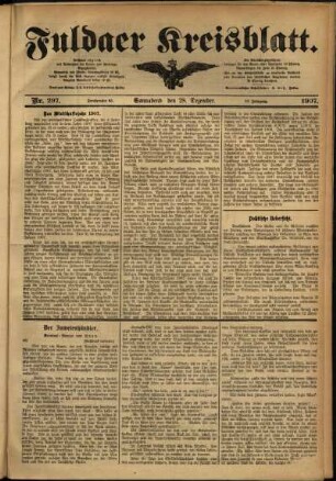 Ausgabe vom Samstag, den 28. Dezember 1907.