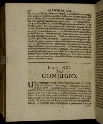 Locus XXI. De Coniugio