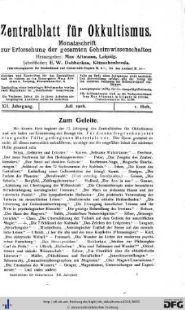 1. Heft (Jul. 1918)