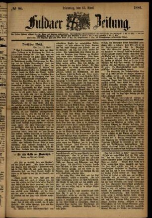Ausgabe vom Dienstag, den 13. April 1886.
