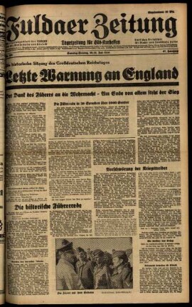 Ausgabe vom Samstag, den 20. Juli 1940.