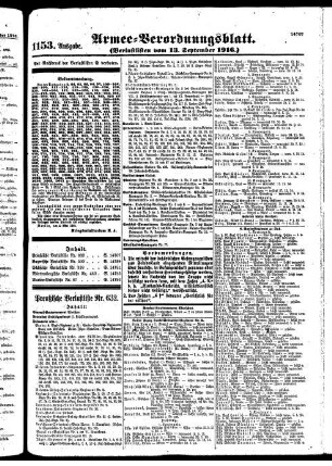 1153.Ausgabe. Mittwoch, 13. September 1916
