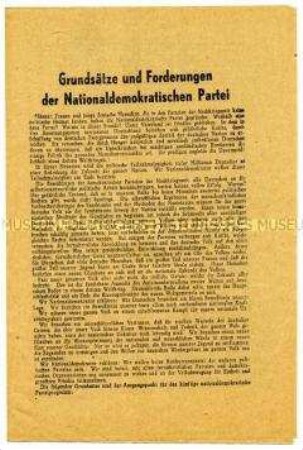 Propagandaschrift zur Gründung der NDPD