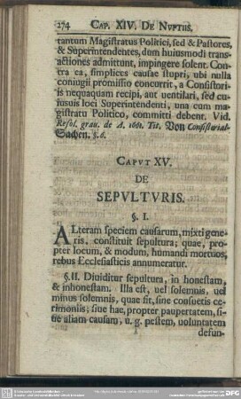 Caput XV. De Sepulturis