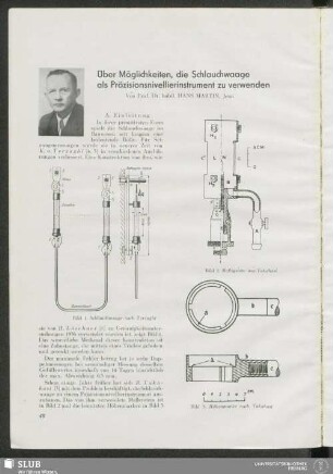 Über Möglichkeiten, die Schlauchwaage als Präzisionsnivellierungsinstrument zu verwenden
