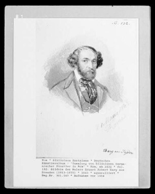 Deutsches Künstleralbum: Sammlung von Bildnissen Germanischer Künstler in Rom — fol. 132: Bildnis des Malers Eduard Robert Bary aus Dresden (1813-1875)