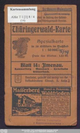 Blatt 14: Ilmenau : Kammerberg, Manebach, Kickelhahn, Stützerbach
