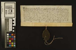 Mainz (Stadt): Litera venditionis qua Capitulum Eccl. St. Johannis Mog. Magistro Wilhelmo Apothecario Mog. et Johanni Clerico filio ejus redditus ...