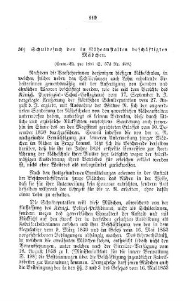 Schulbesuch der in Näheanstalten beschäftigte Mädchen : [V. Elementarschulwesen]