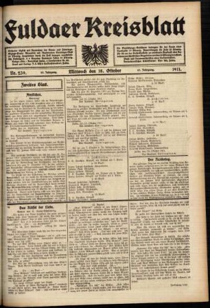 Zweite Ausgabe vom Mittwoch, den 18. Oktober 1911.