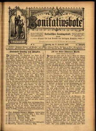 Erste Ausgabe vom Sonntag, den 19. September 1897.