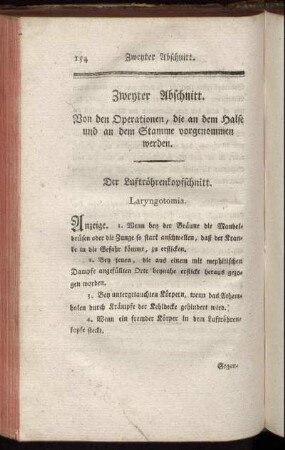 Zweyter Abschnitt. Von den Operationen, die an dem Halse und an dem Stamme vorgenommen werden.