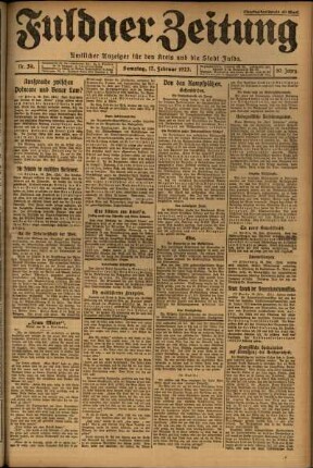 Ausgabe vom Samstag, den 17. Februar 1923.