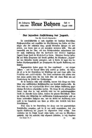 Zur sexuellen Aufklärung der Jugend