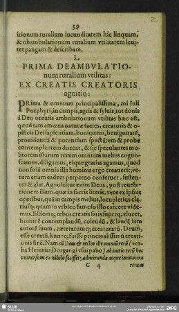 L. Prima Deambulationum ruralium utilitas: Ex Creatis Creatoris agnitio