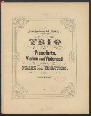 Trio (g-moll) für Pianoforte, Violine und Violoncell : Op. 18