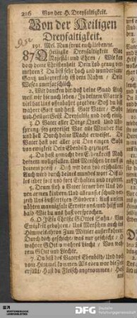 Von der Heiligen Dreyfaltigkeit.