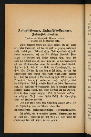 84-95, Zukunftssorgen, Zukunftshoffnungen, Zukunftsaufgaben