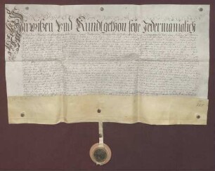Das Kollegiatstift zu Baden-Baden verkauft an Markgraf Friedrich VI. von Baden-Durlach den halben großen Frucht- und Weinzehnten, den Vorzehnten und das Patronatsrecht zu Wilferdingen um 1.600 fl.