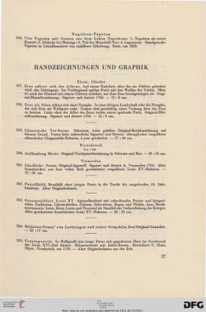 Handzeichnungen und Graphik (Nr. 257-279)