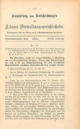 Zweiundzwanzigster Band. 1901. Zwölfte Lieferung. - Nr. 42. - Nr. 47.