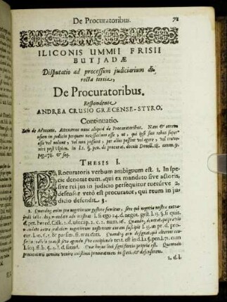 Disputatio [...] tertia. De Procuratoribus.