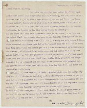Brief von Kurt Kornfeld, Lenzerheide an Erich Salomon