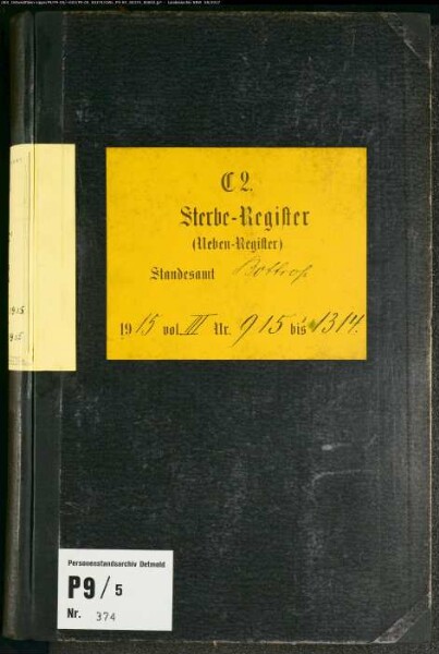Sterberegister Standesamt Bottrop