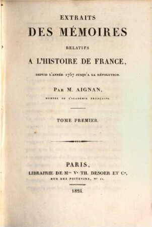 Extraits des mémoires relatifs a l'histoire de France, depuis l'année 1757 jusqu'a la révolution. 1, Histoire ecclésiastique