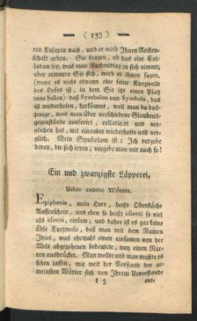 Ein und zwanzigste Läpperei - Vier und zwanzigste Läpperei
