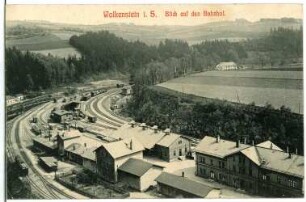 Wolkenstein. Blick auf den Bahnhof