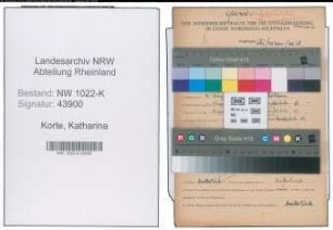 Entnazifizierung Katharina Korte , geb. 04.08.1909 (Hausgehilfin)