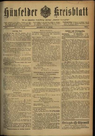 Ausgabe vom Samstag, den 12. Januar 1918.