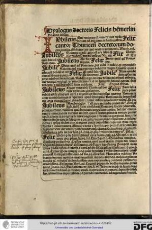 Dyalogus doctoris Felicis Hemmerlin de anno jubileo.