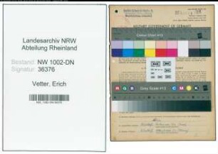 Entnazifizierung Erich Vetter, geb. 03.05.1910 (Heilpraktiker)