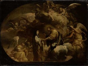 Deckenentwurf: Christus reicht einer Nonne einen Nagel (?)