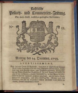 Nro. 52, Montag den 24. December 1753