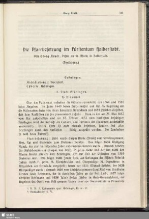 Die Pfarrbesetzung im Fürstentum Halberstadt. (Fortsetzung.)