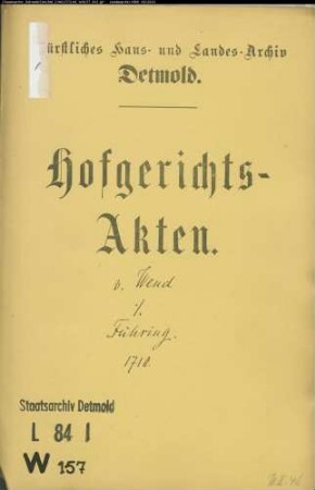 von Wend, Major zu Papenhausen gegen Führing zu Matorf - Versetzte Länderei