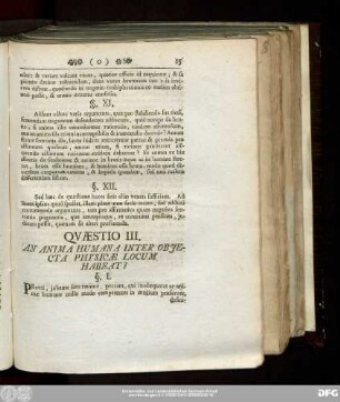 Quaestio III. An Anima Humana Inter Obiecta Physicae Locum Habeat?