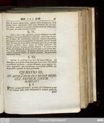 Quaestio III. An Anima Humana Inter Obiecta Physicae Locum Habeat?