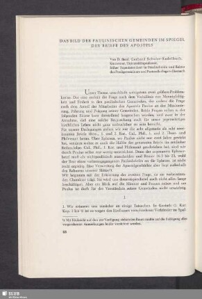Das Bild Der Paulinischen Gemeinden Im Spiegel Der Briefe Des Apostels