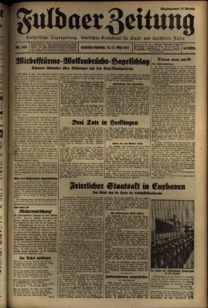 Erste Ausgabe vom Sonntag, den 23. Mai 1937.