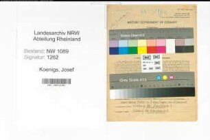 Entnazifizierung Josef Koenigs , geb. 24.01.1891 (Feuerwehrmann)