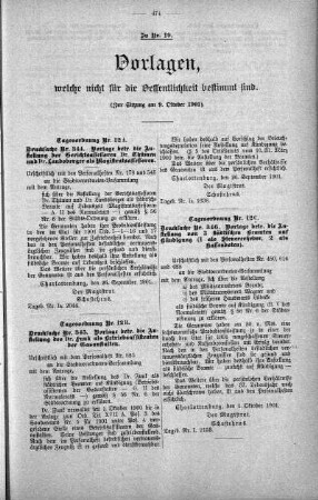 Vorlagen welche nicht für die Oeffentlichkeit bestimmt sind., 09. Oktober 1901