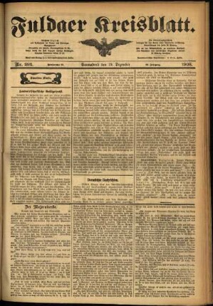 Zweite Ausgabe vom Samstag, den 19. Dezember 1908.