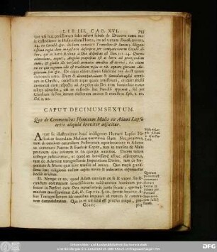 Caput Decimum Sextum. Quo de Communibus Hominum Malis ex Adami Lapsu ortis aliquid breviter adiicitur.