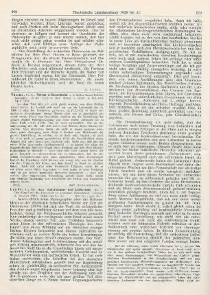 499-501 [Rezension] Leube, Hans, Kalvinismus und Luthertum. Bd. 1